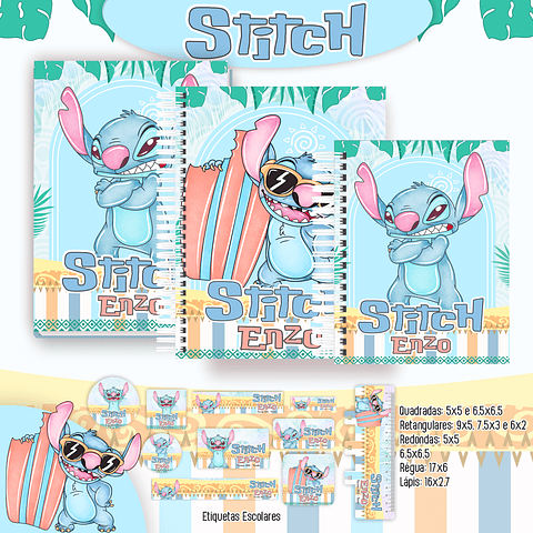 Kit Digital Encadernação Stitch - Completo   