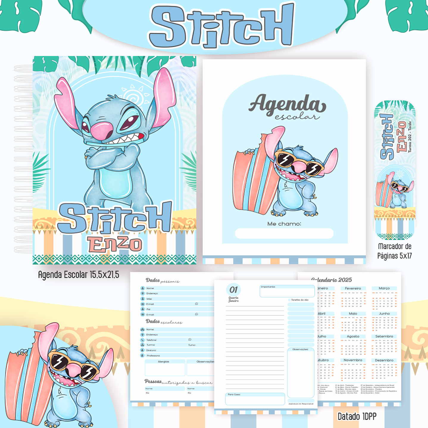 Kit Digital Encadernação Stitch - Completo    3