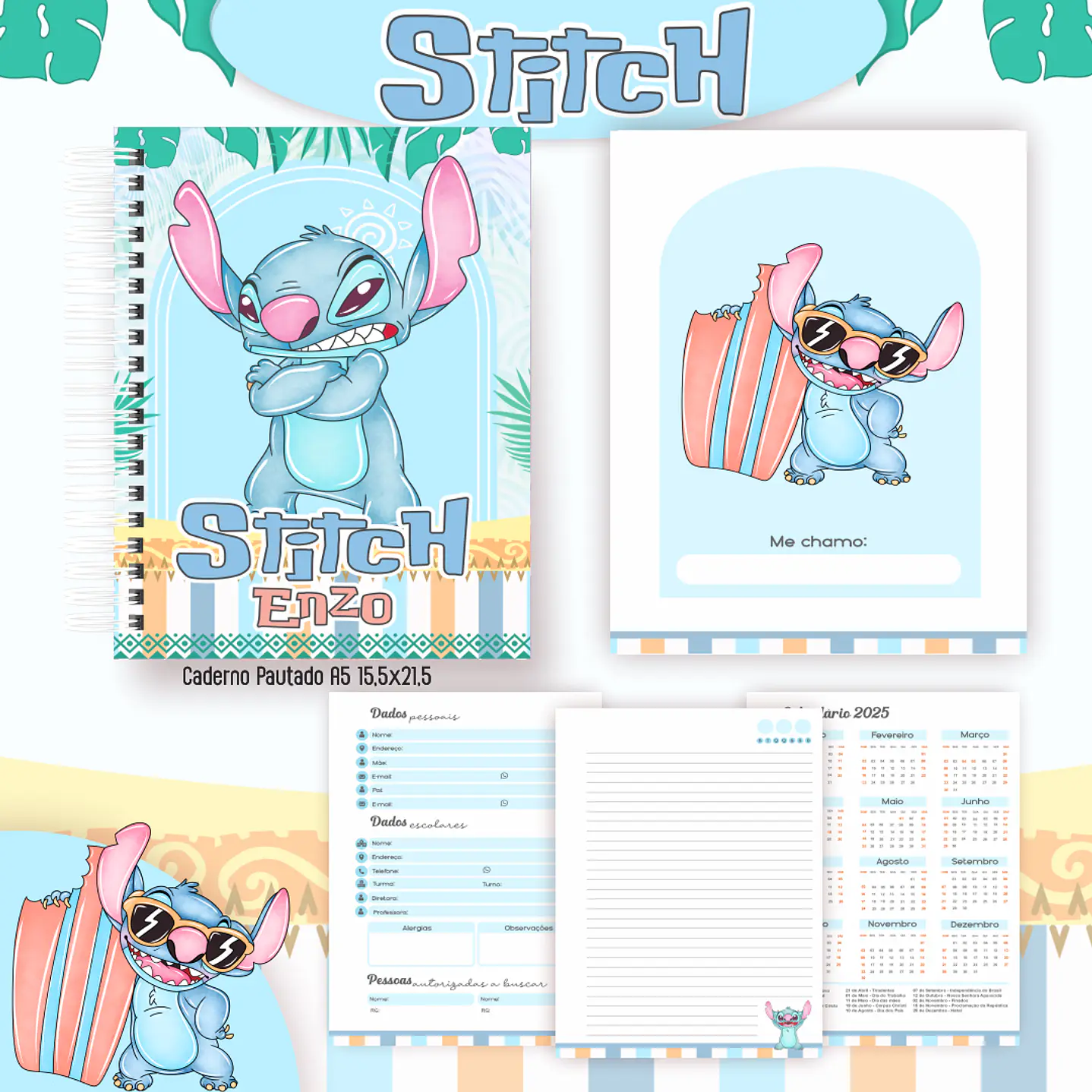 Kit Digital Encadernação Stitch - Completo    6
