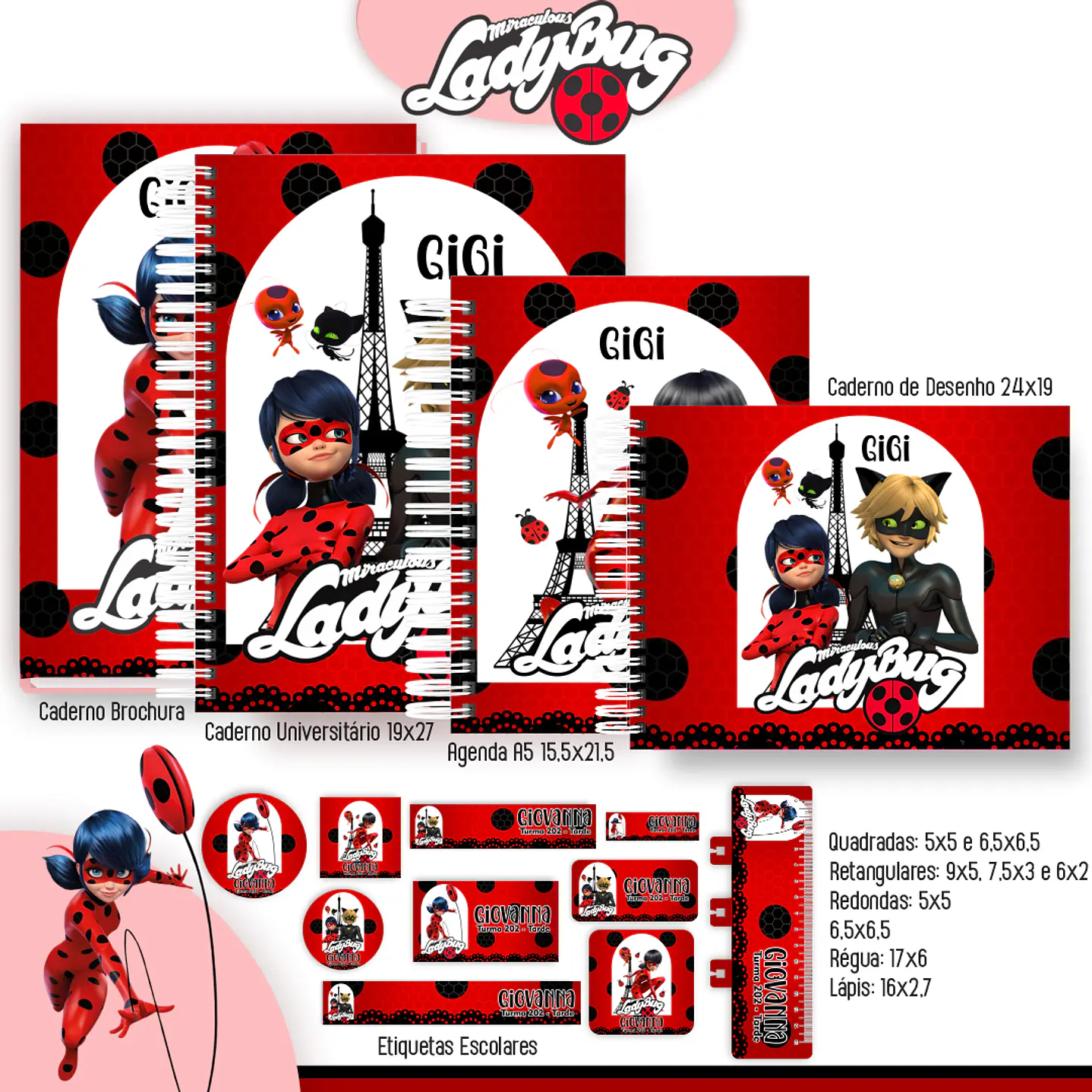 Kit Digital Encadernação Lady Bug - Completo 1