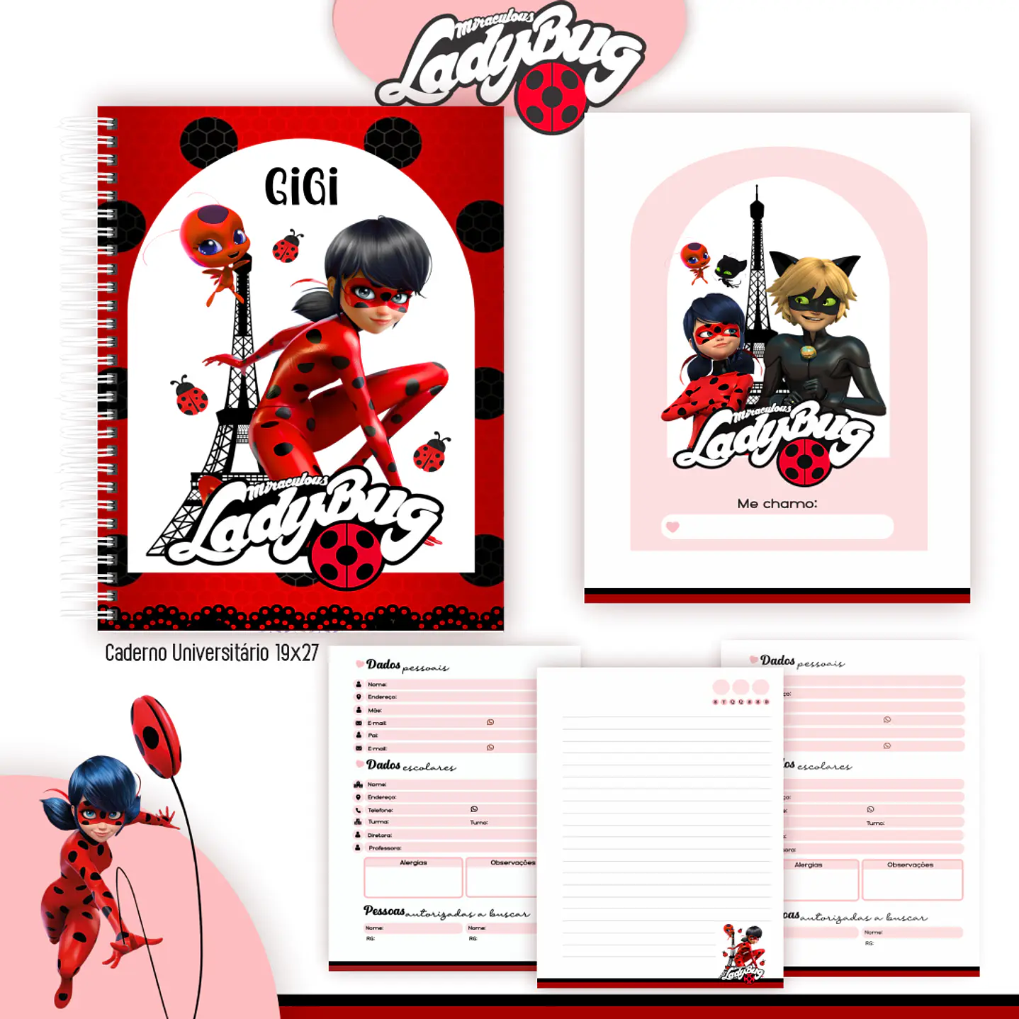 Kit Digital Encadernação Lady Bug - Completo 5