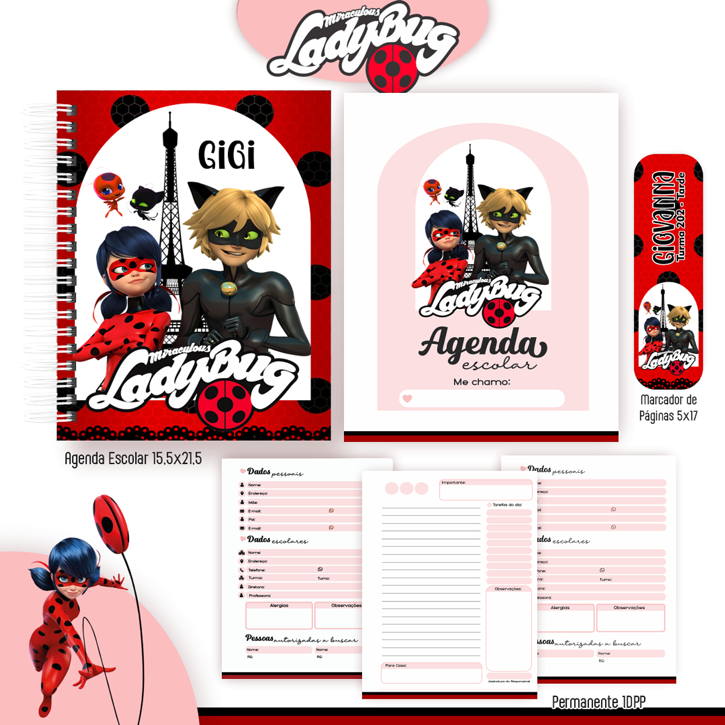 Kit Digital Encadernação encadernação Lady Bug - Completo 6