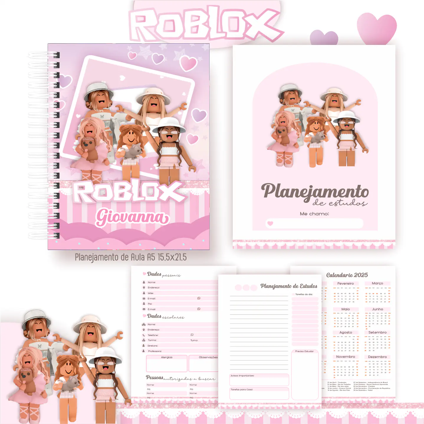 Kit Digital Encadernação Roblox Menina - Completo  5