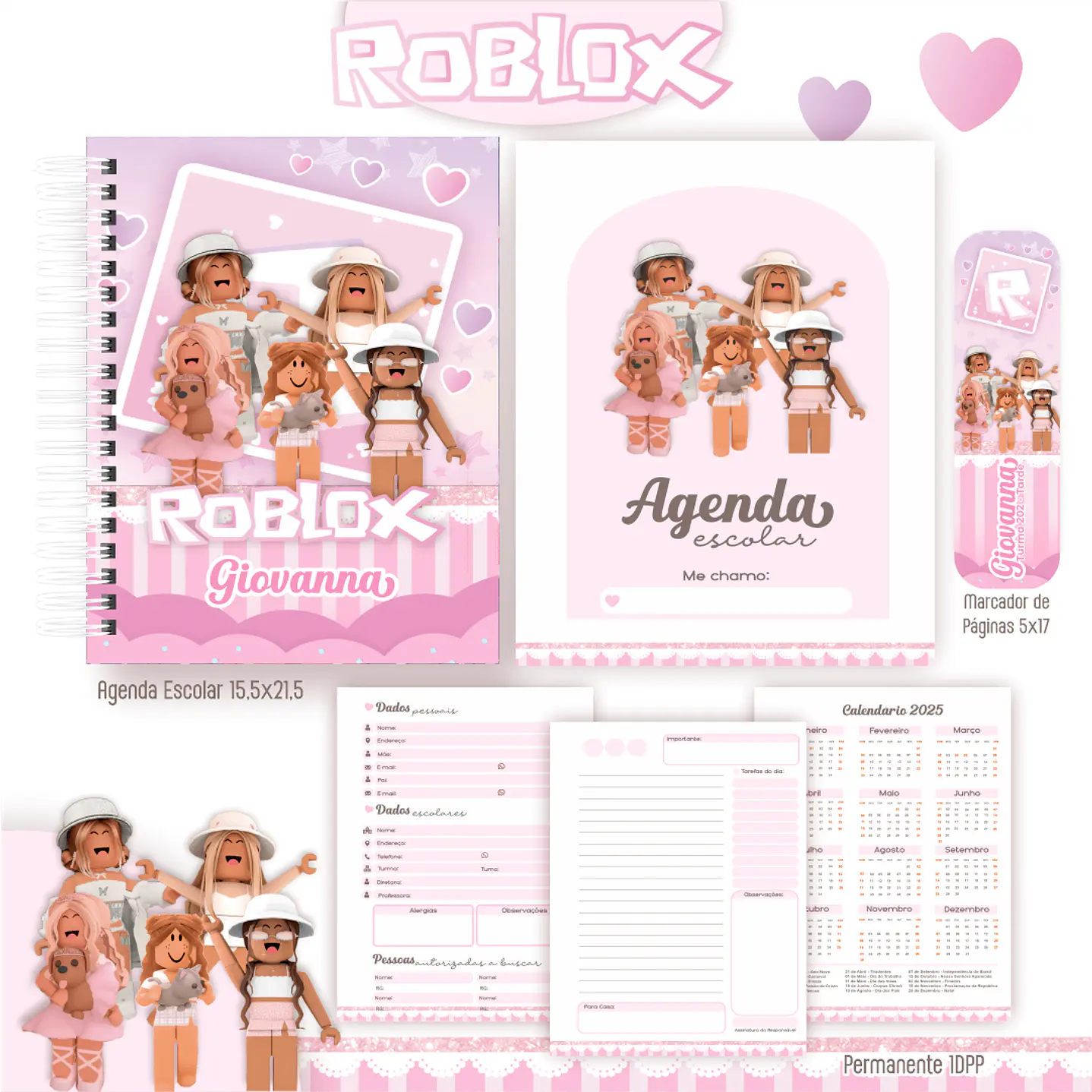 Kit Digital Encadernação Roblox Menina - Completo  3