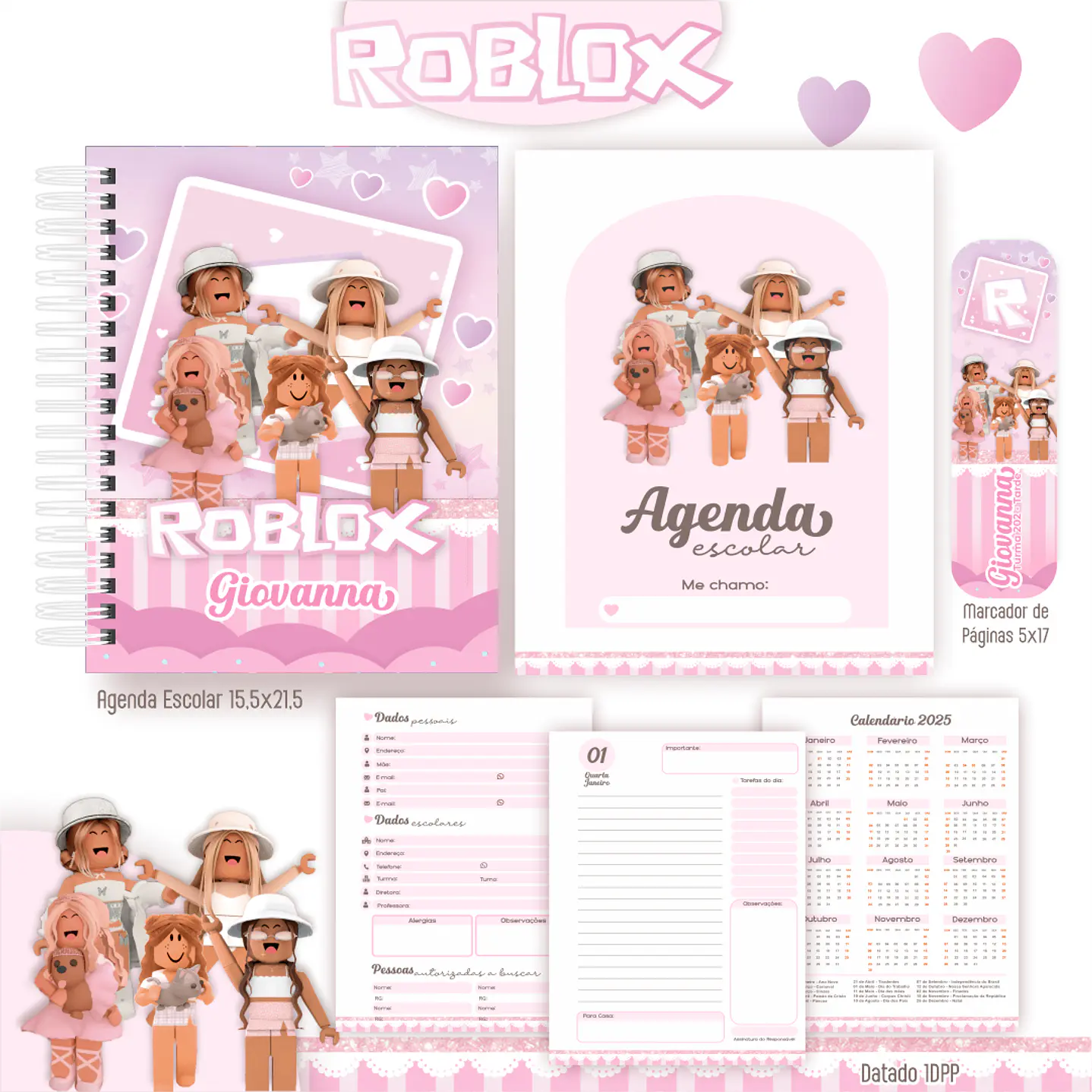 Kit Digital Encadernação Roblox Menina - Completo  4