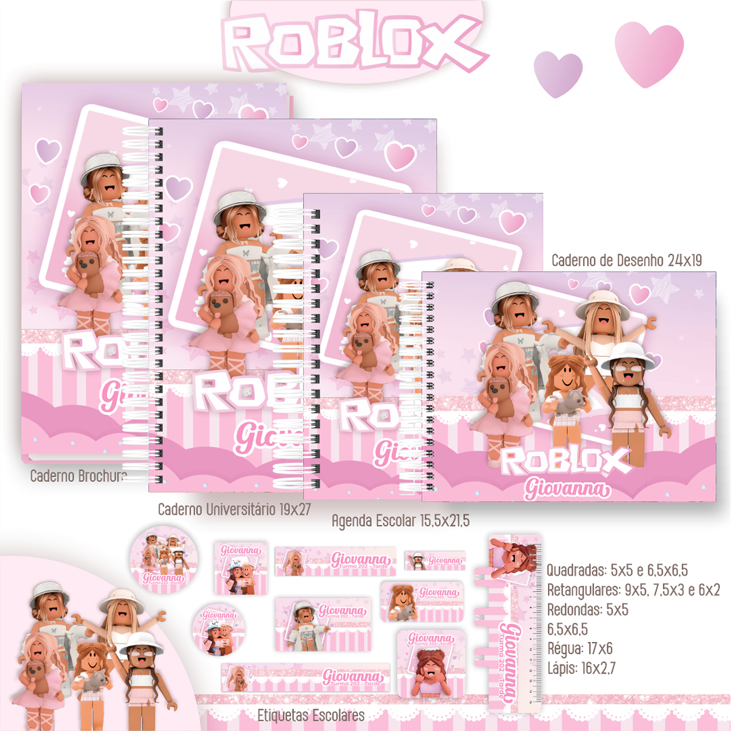 Kit Digital Encadernação Roblox Menina - Completo  1