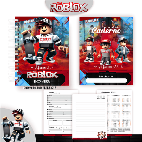 Kit Digital Encadernação Roblox Menino - Completo