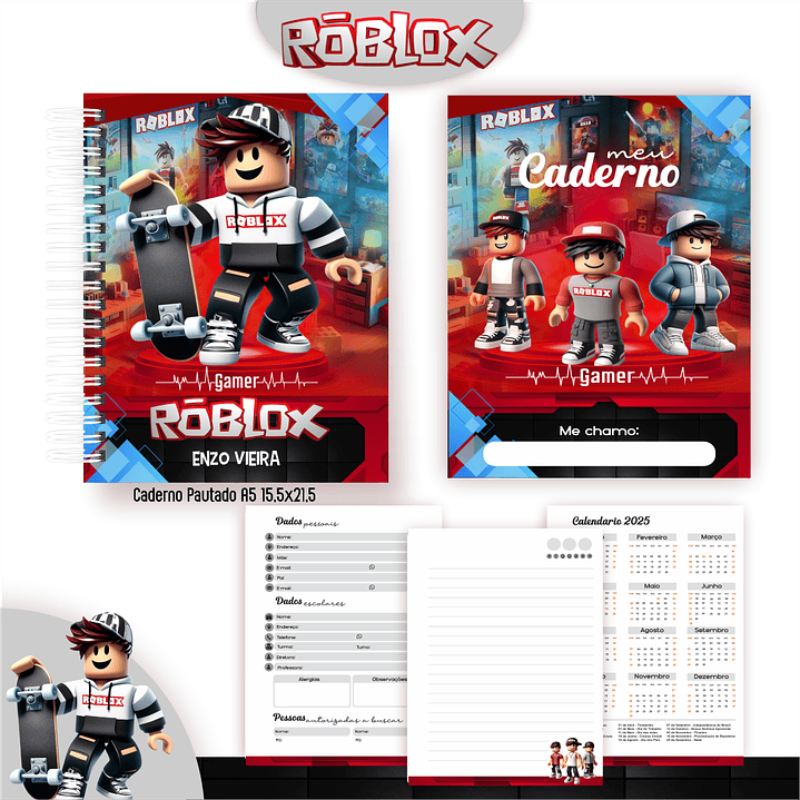 Kit Digital Encadernação Roblox Menino - Completo 1