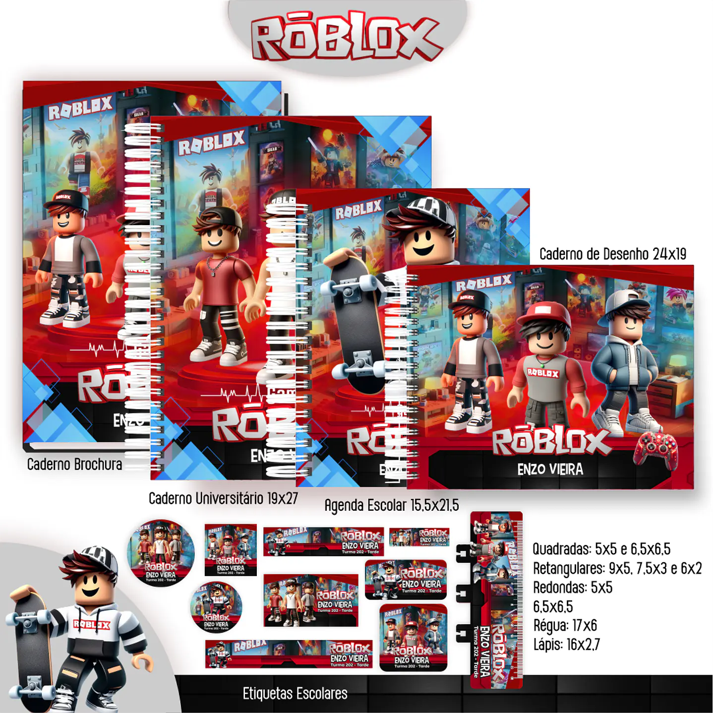 Kit Digital Encadernação Roblox Menino - Completo 3