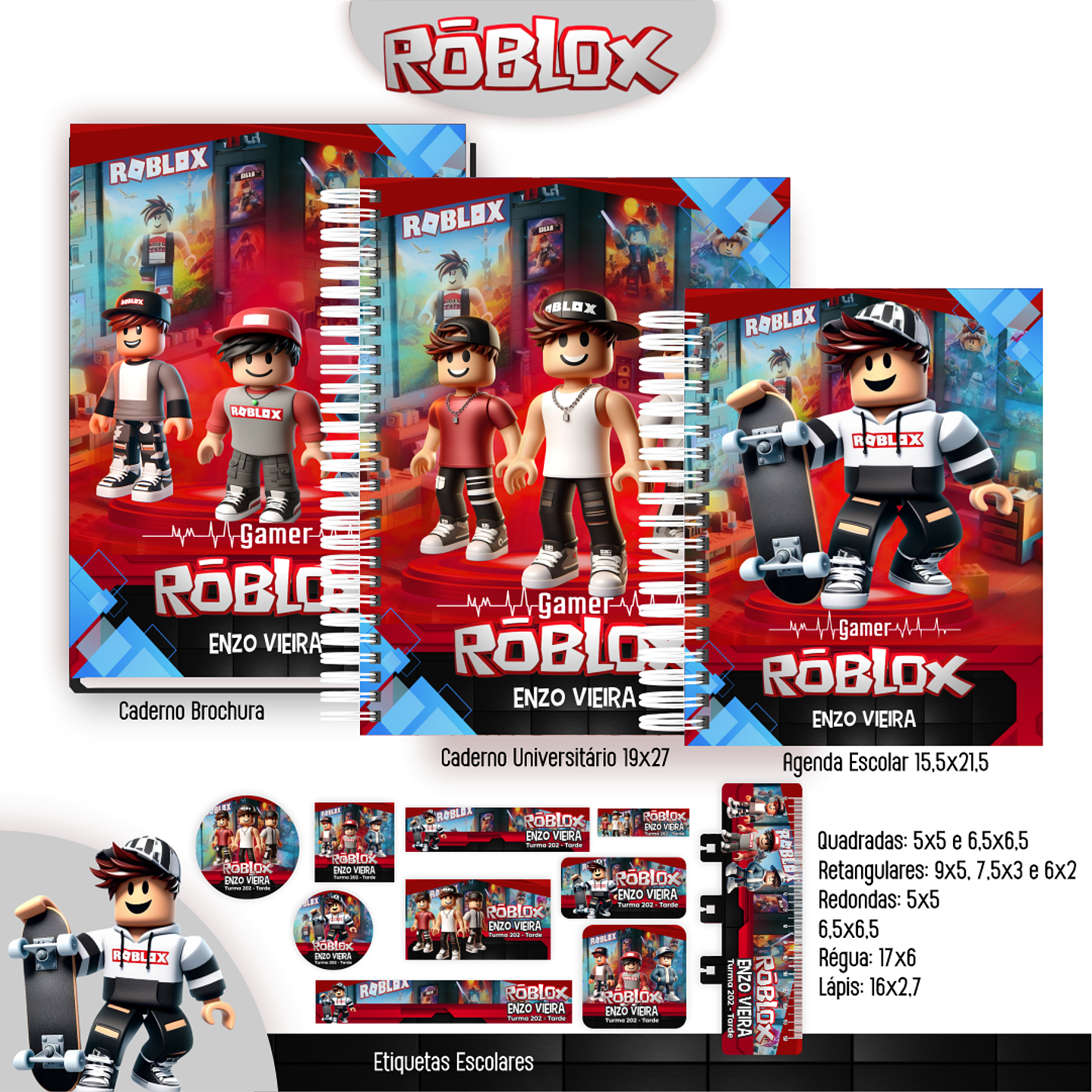 Kit Digital Encadernação Roblox Menino - Completo 4