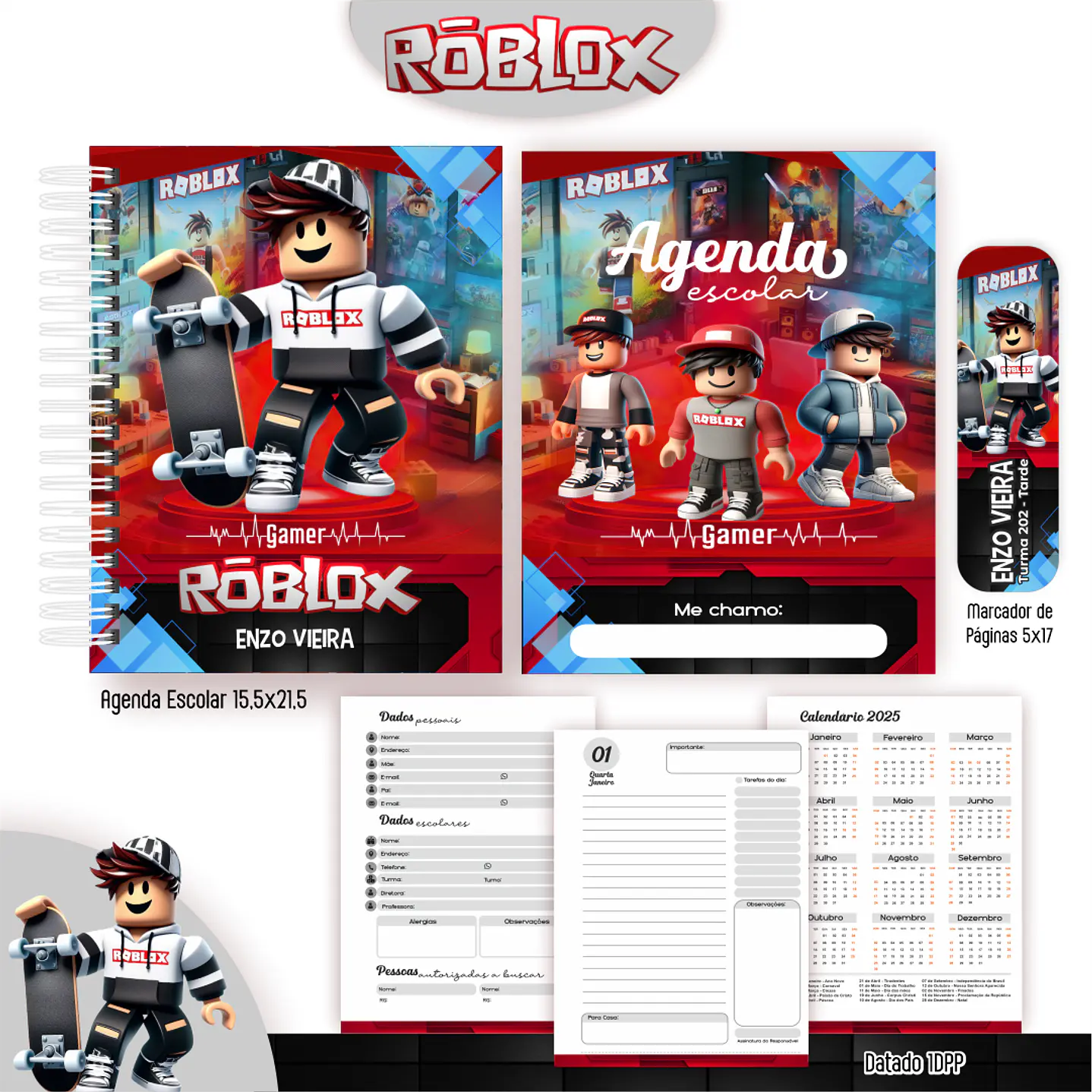 Kit Digital Encadernação Roblox Menino - Completo 5