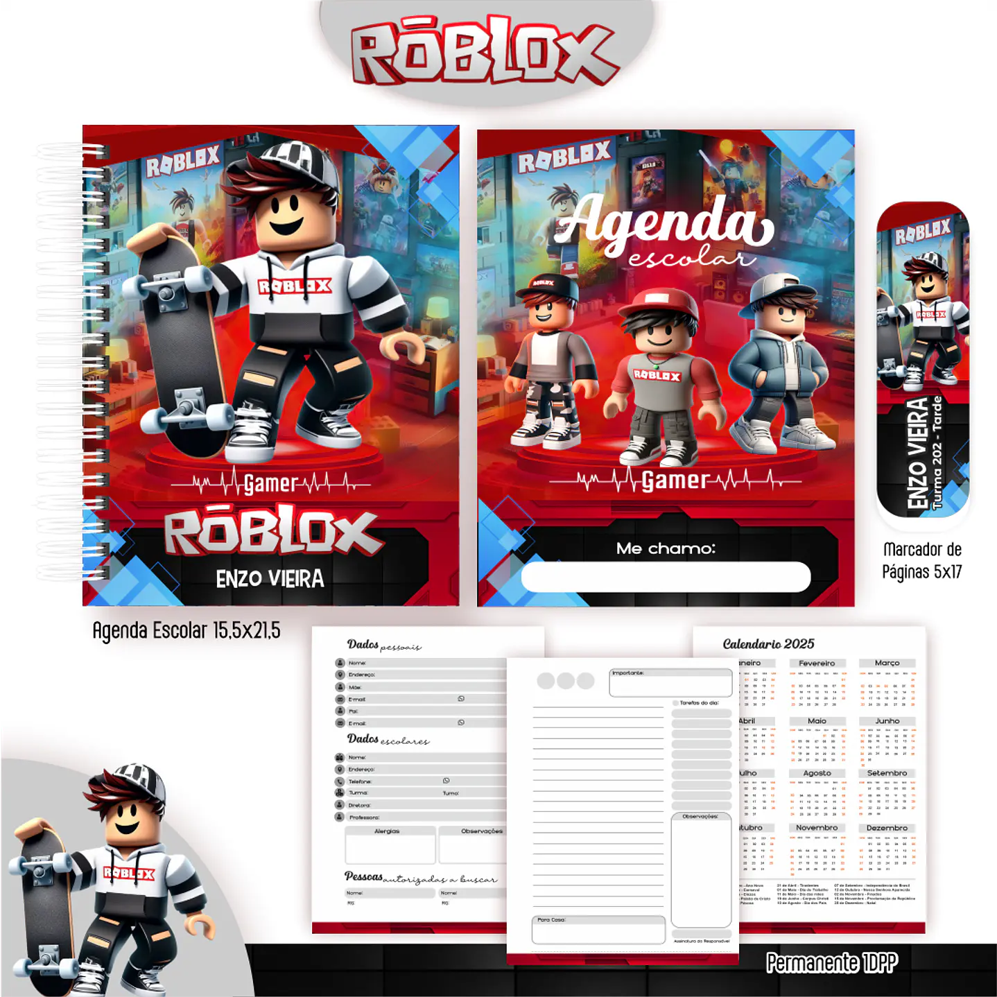 Kit Digital Encadernação Roblox Menino - Completo 6