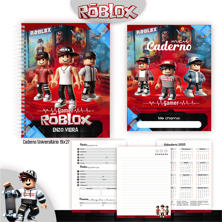 Kit Digital Encadernação Roblox Menino - Completo 7