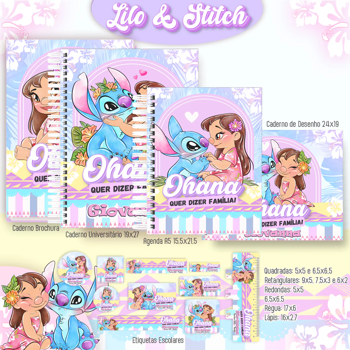Kit Digital Encadernação Lilo & Stitch - Completo    1
