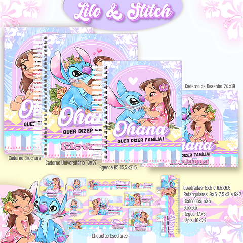 Kit Digital Encadernação Lilo & Stitch - Completo   