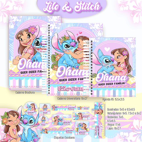 Kit Digital Encadernação Lilo & Stitch - Completo   
