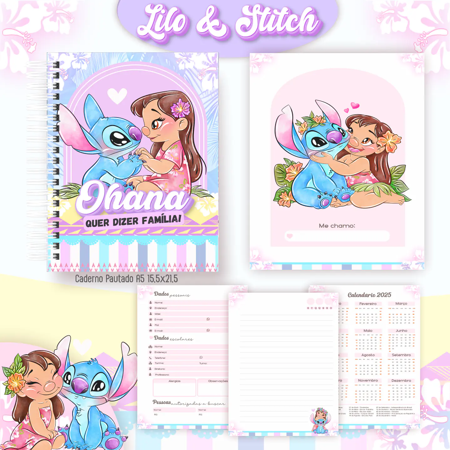 Kit Digital Encadernação Lilo & Stitch - Completo    4