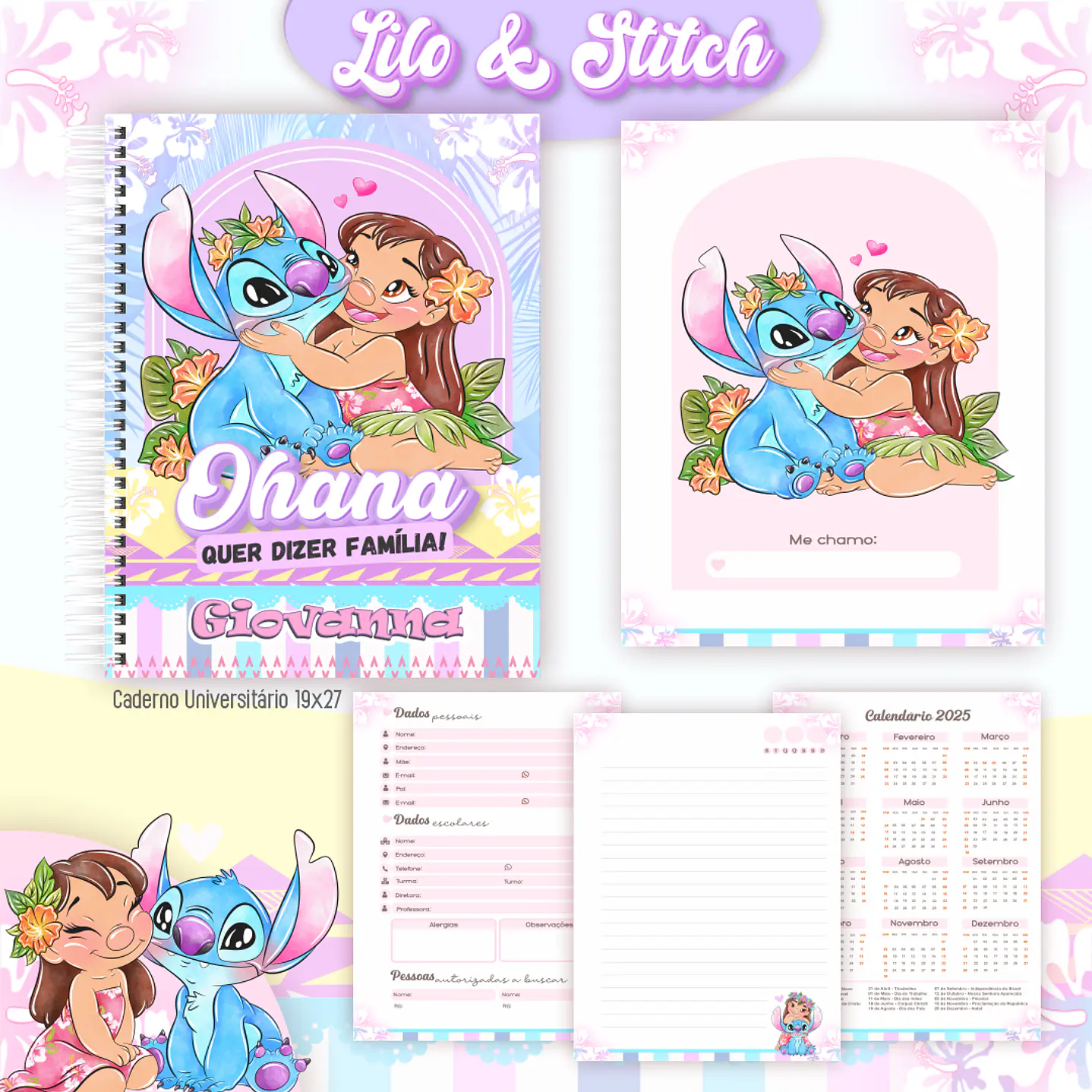 Kit Digital Encadernação Lilo & Stitch - Completo    5