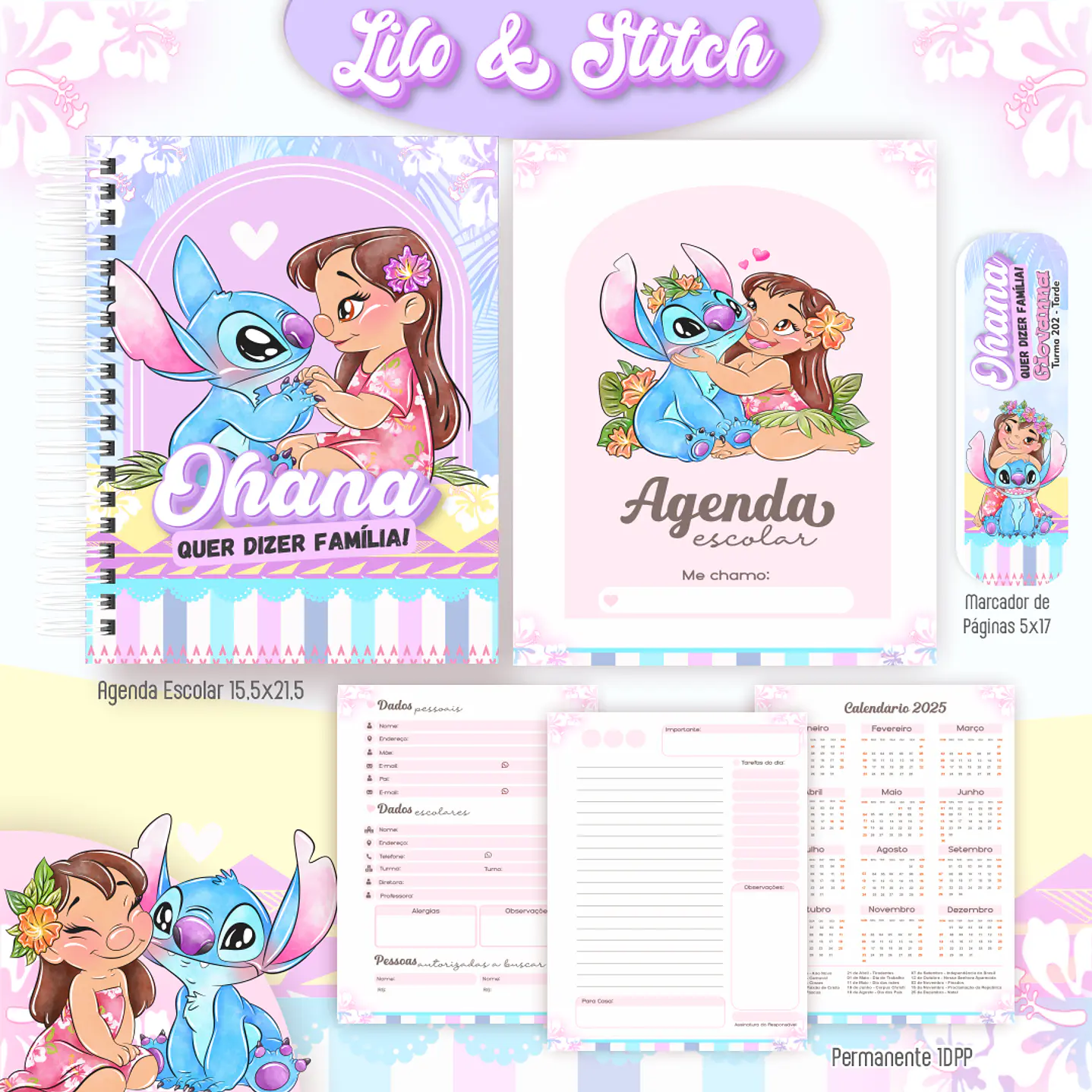 Kit Digital Encadernação Lilo & Stitch - Completo    6