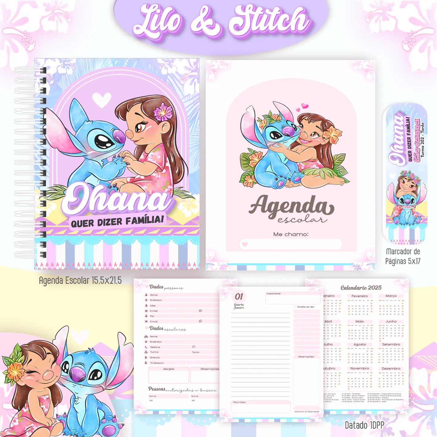 Kit Digital Encadernação Lilo & Stitch - Completo    7