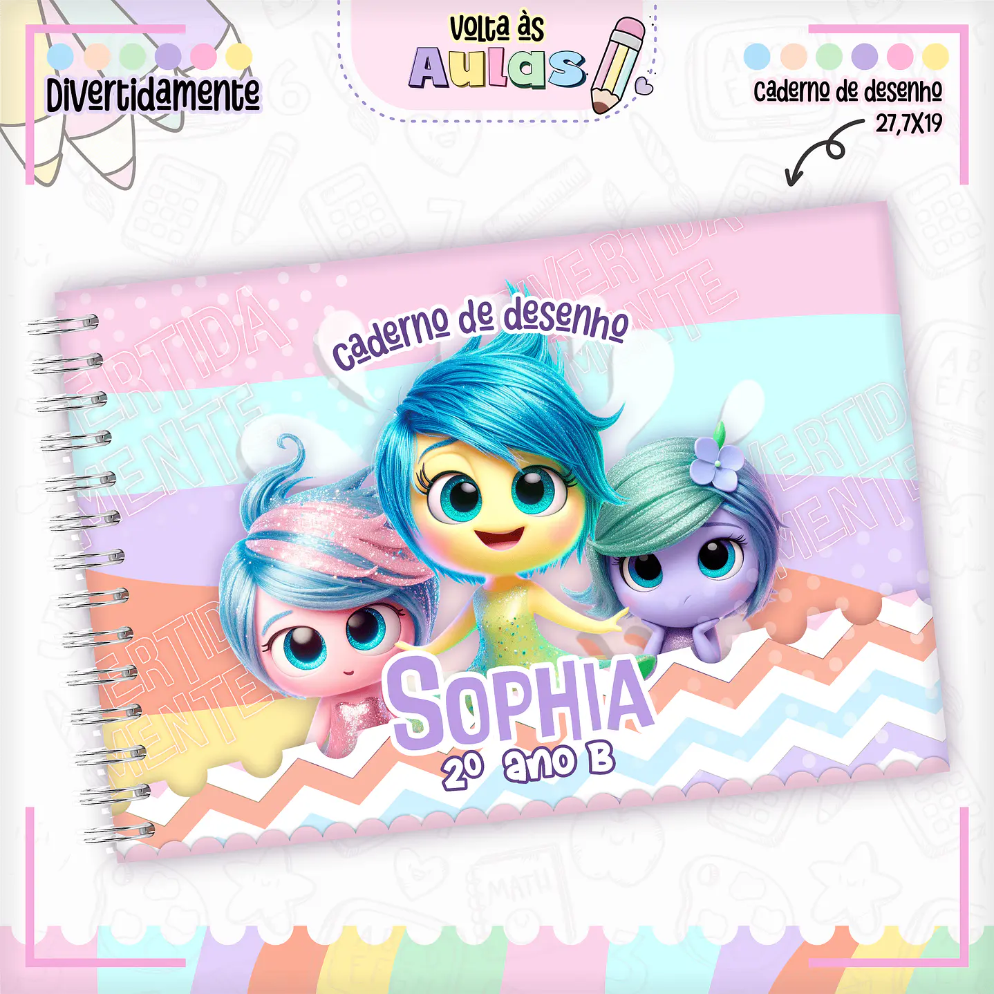 Kit Digital Encadernação Divertida Mente Menina - Volta às Aulas  2