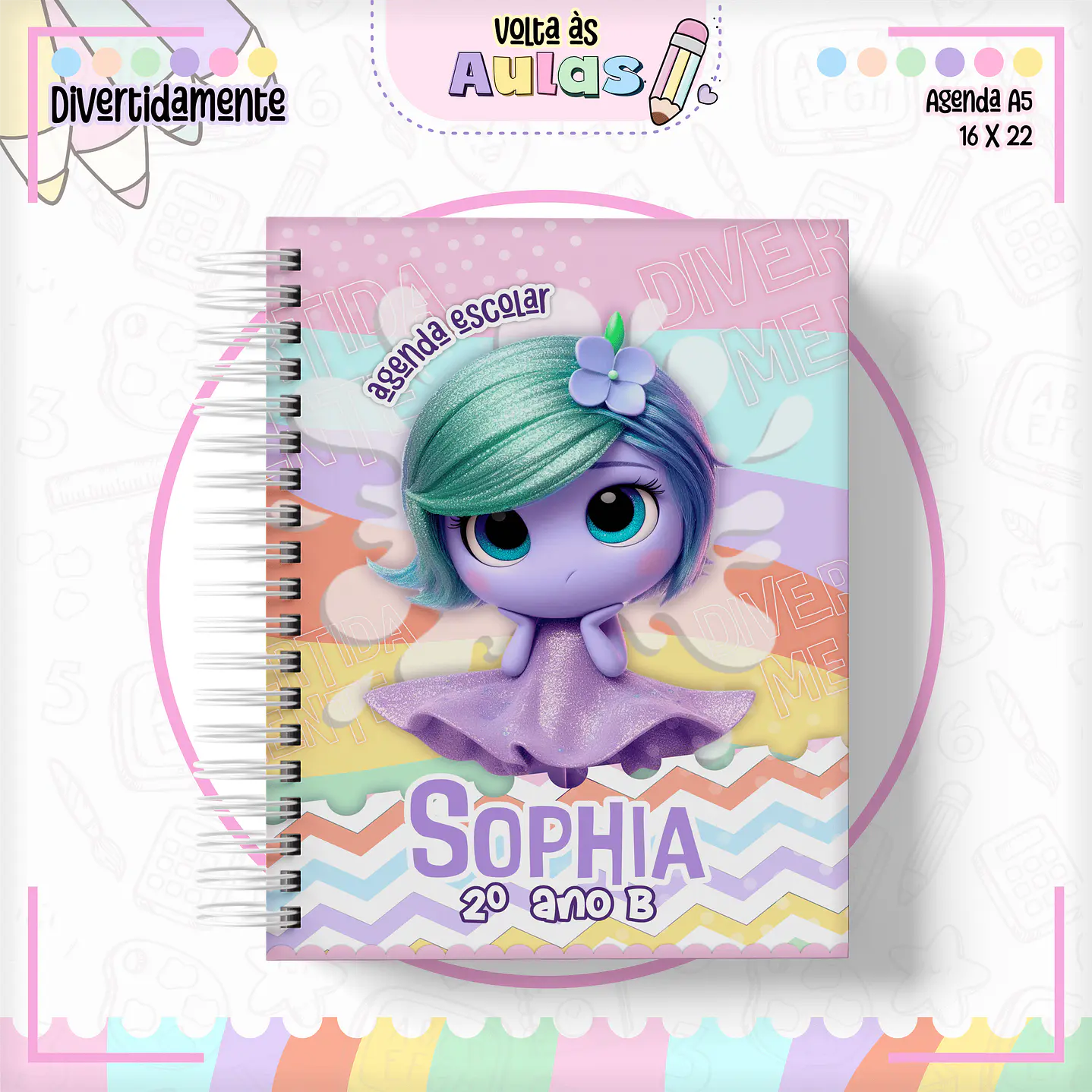 Kit Digital Encadernação Divertida Mente Menina - Volta às Aulas  4