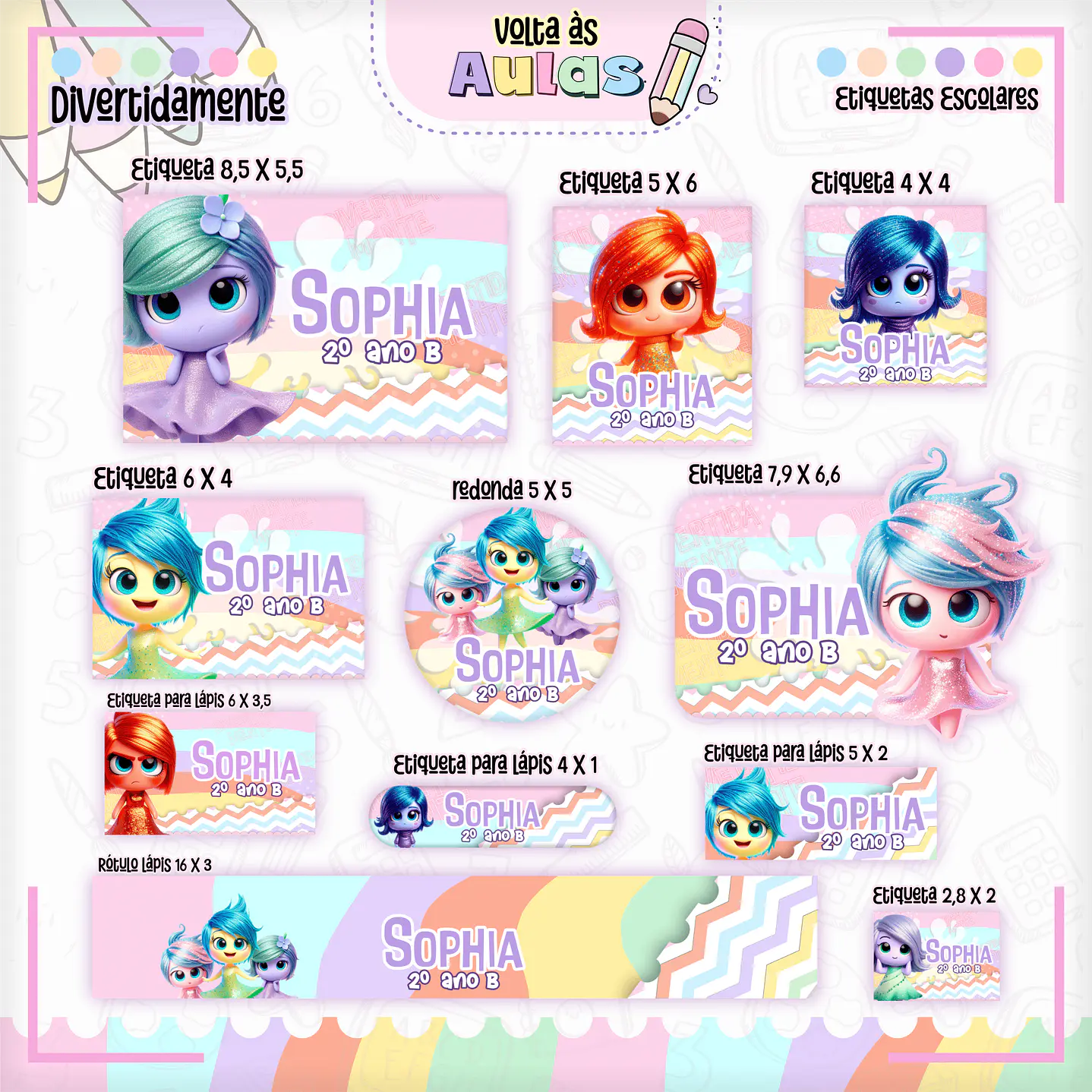 Kit Digital Encadernação Divertida Mente Menina - Volta às Aulas  12