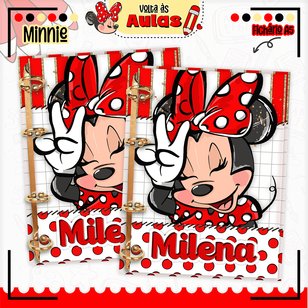 Kit Digital Encadernação Minnie Vermelha  - Volta às Aulas  7