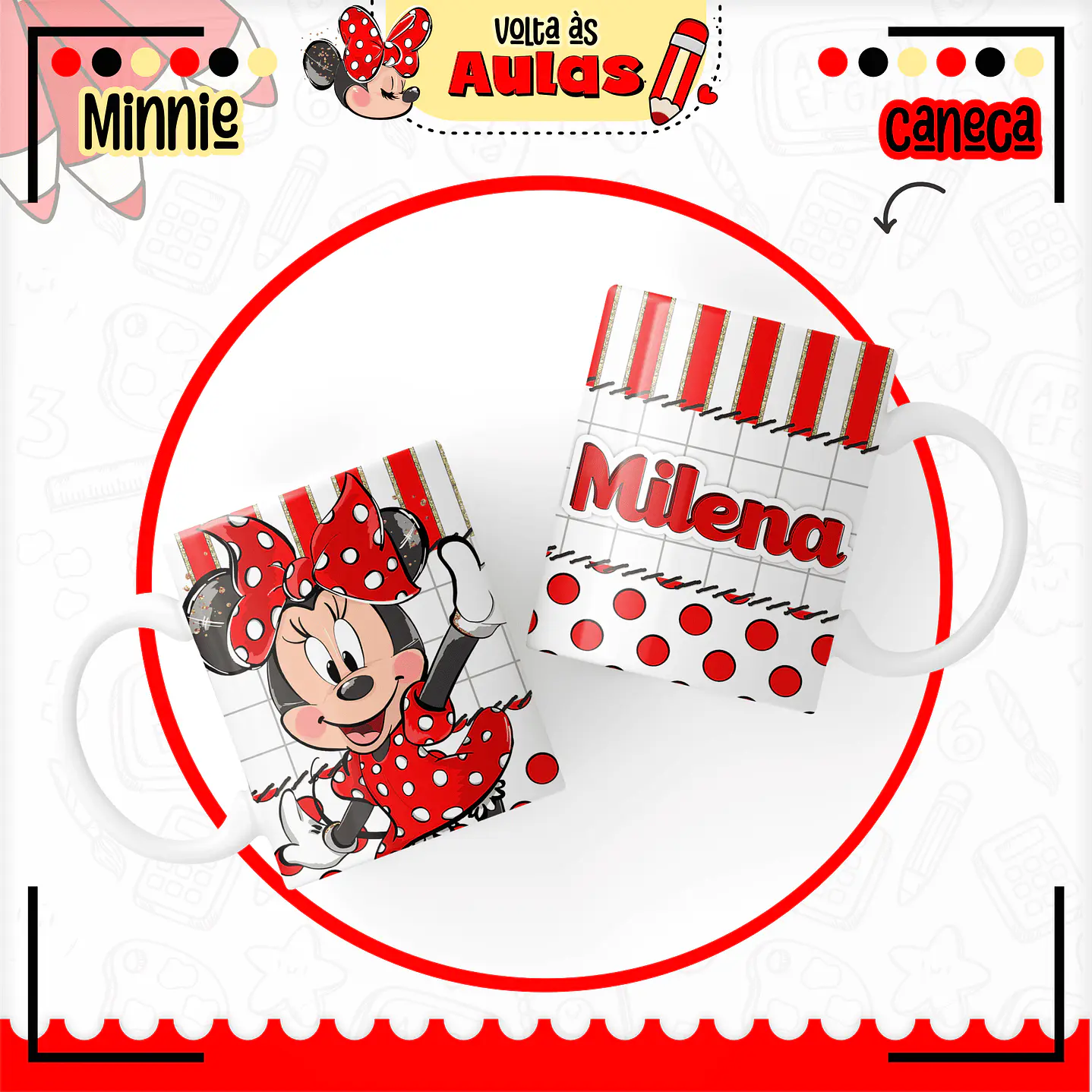 Kit Digital Encadernação Minnie Vermelha  - Volta às Aulas  11