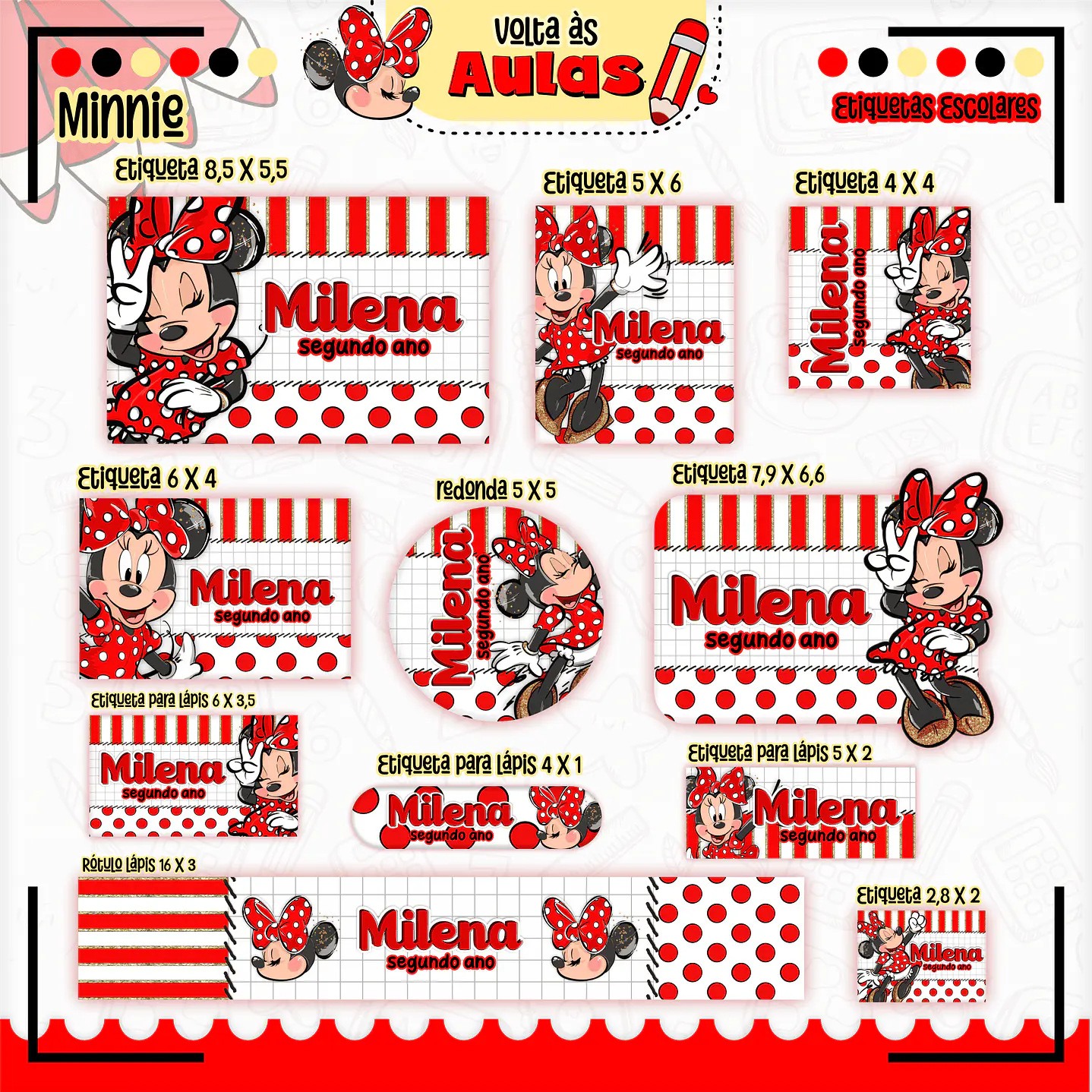 Kit Digital Encadernação Minnie Vermelha  - Volta às Aulas  14