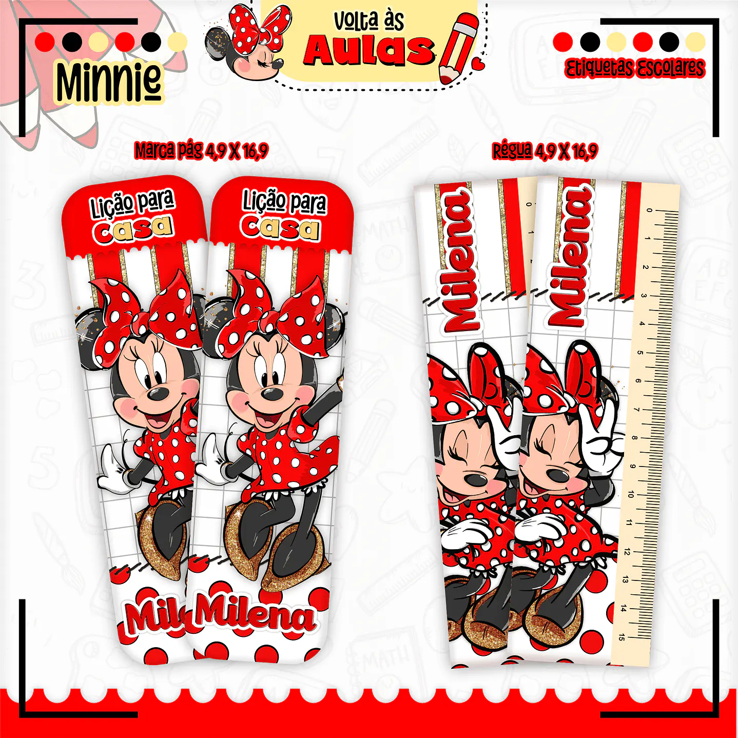 Kit Digital Encadernação Minnie Vermelha  - Volta às Aulas  15