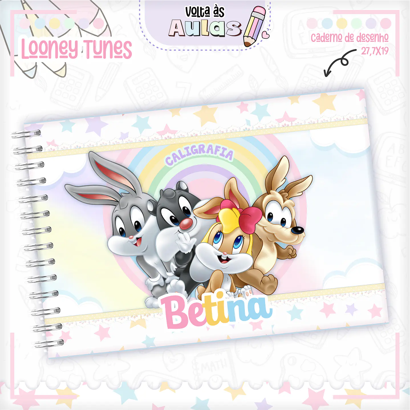 Kit Digital Encadernação Looney Tunes - Volta às Aulas  6