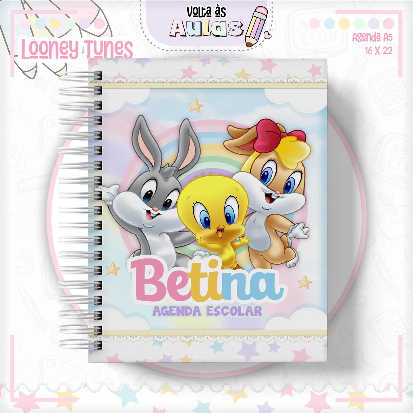Kit Digital Encadernação Looney Tunes - Volta às Aulas  7