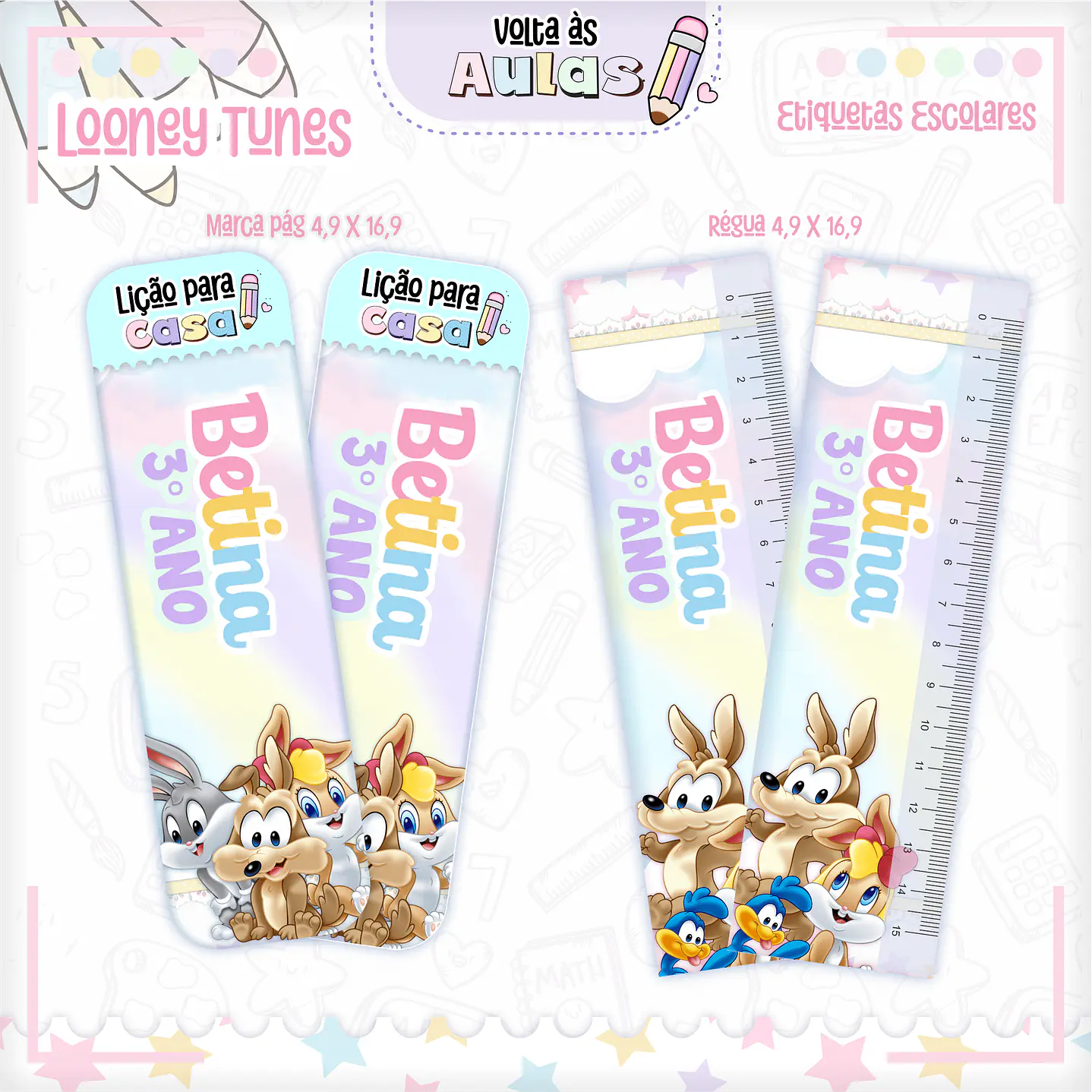 Kit Digital Encadernação Looney Tunes - Volta às Aulas  13