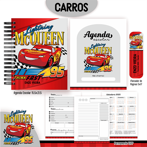 Kit Digital Encadernação Carros Disney - Completo