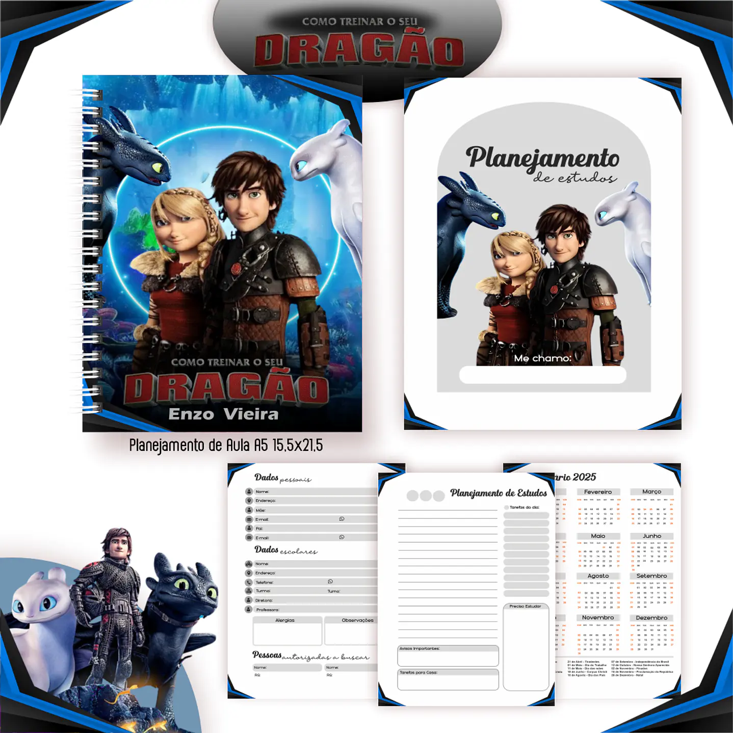 Kit Digital Encadernação Como Treinar o Seu Dragão - Completo   6