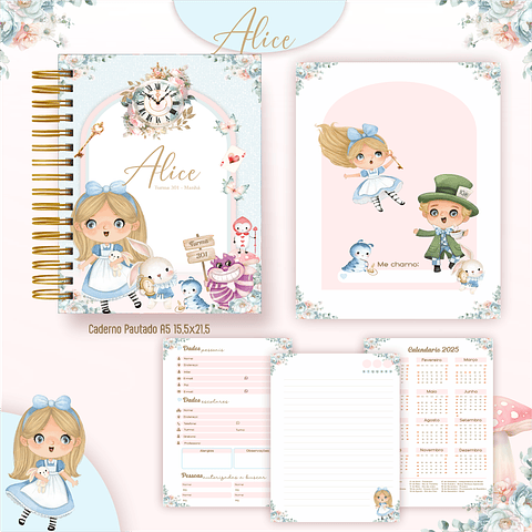 Kit Digital Encadernação Alice - Completo 