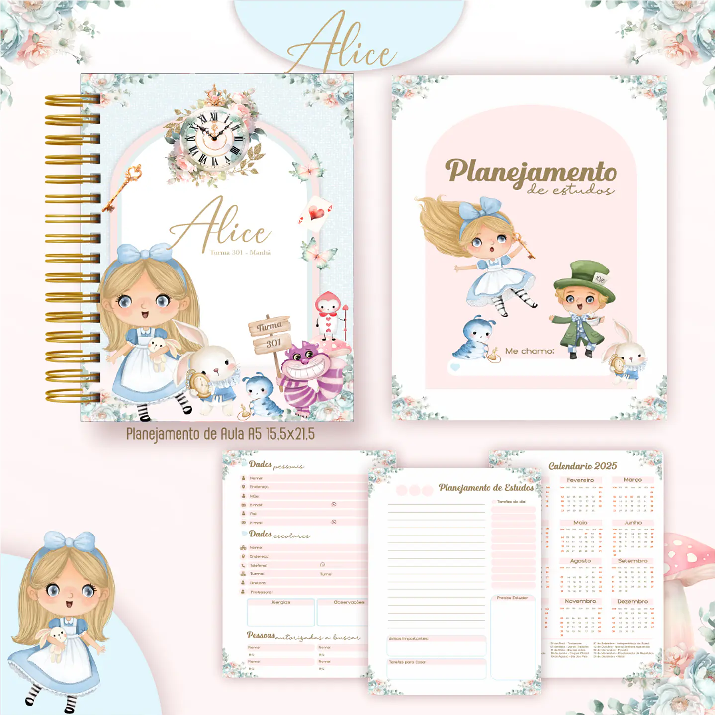 Kit Digital Encadernação Alice - Completo  2