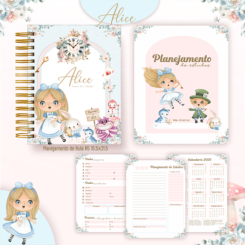 Kit Digital Encadernação Alice - Completo 