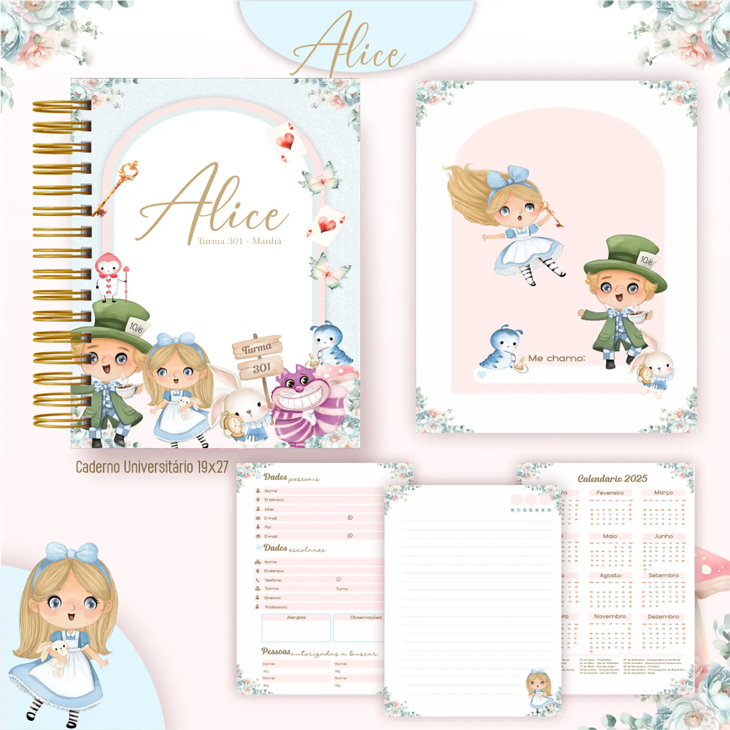 Kit Digital Encadernação Alice - Completo  3