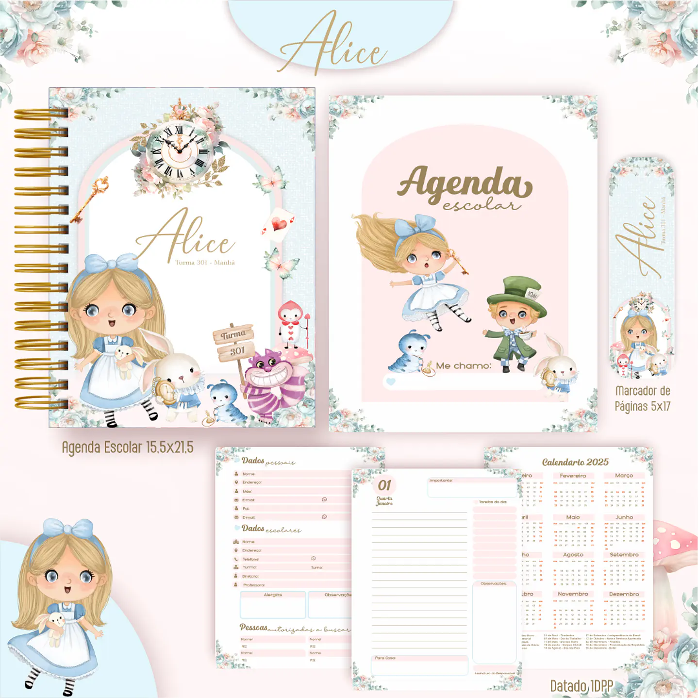 Kit Digital Encadernação Alice - Completo  5
