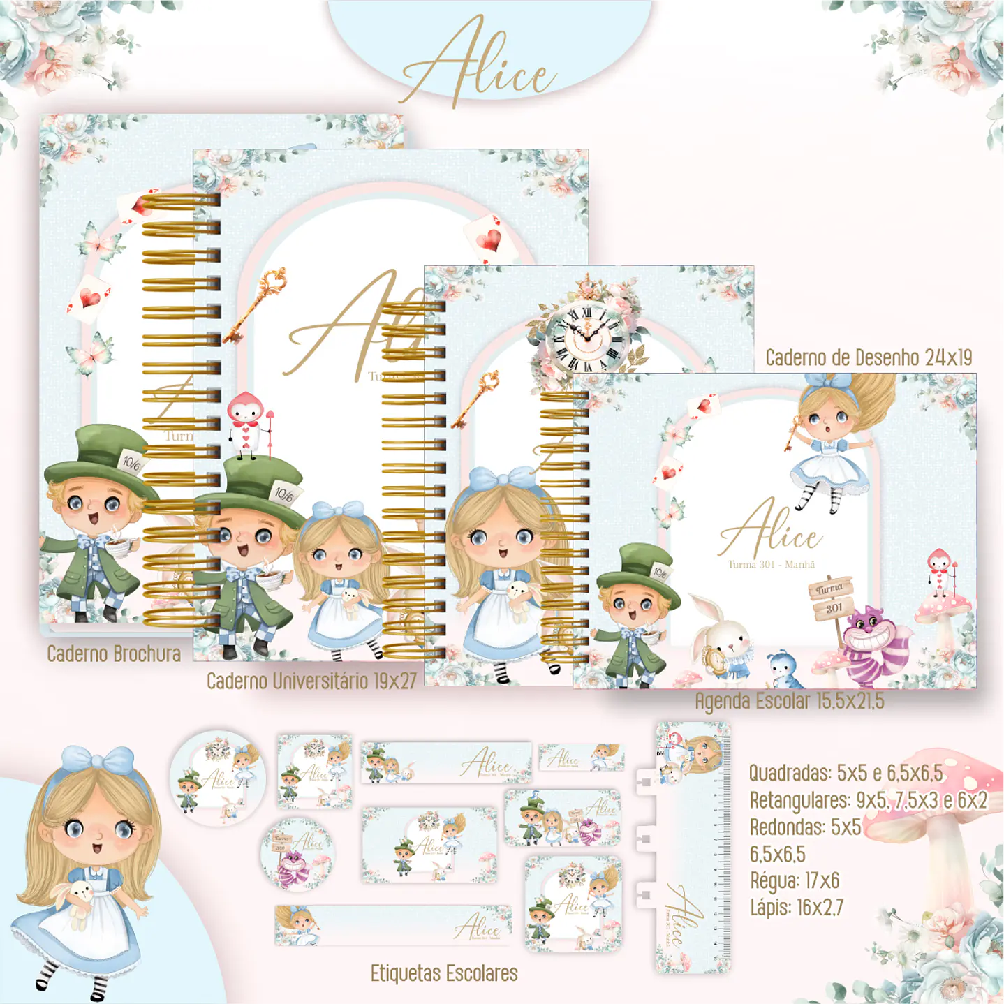 Kit Digital Encadernação Alice - Completo  6