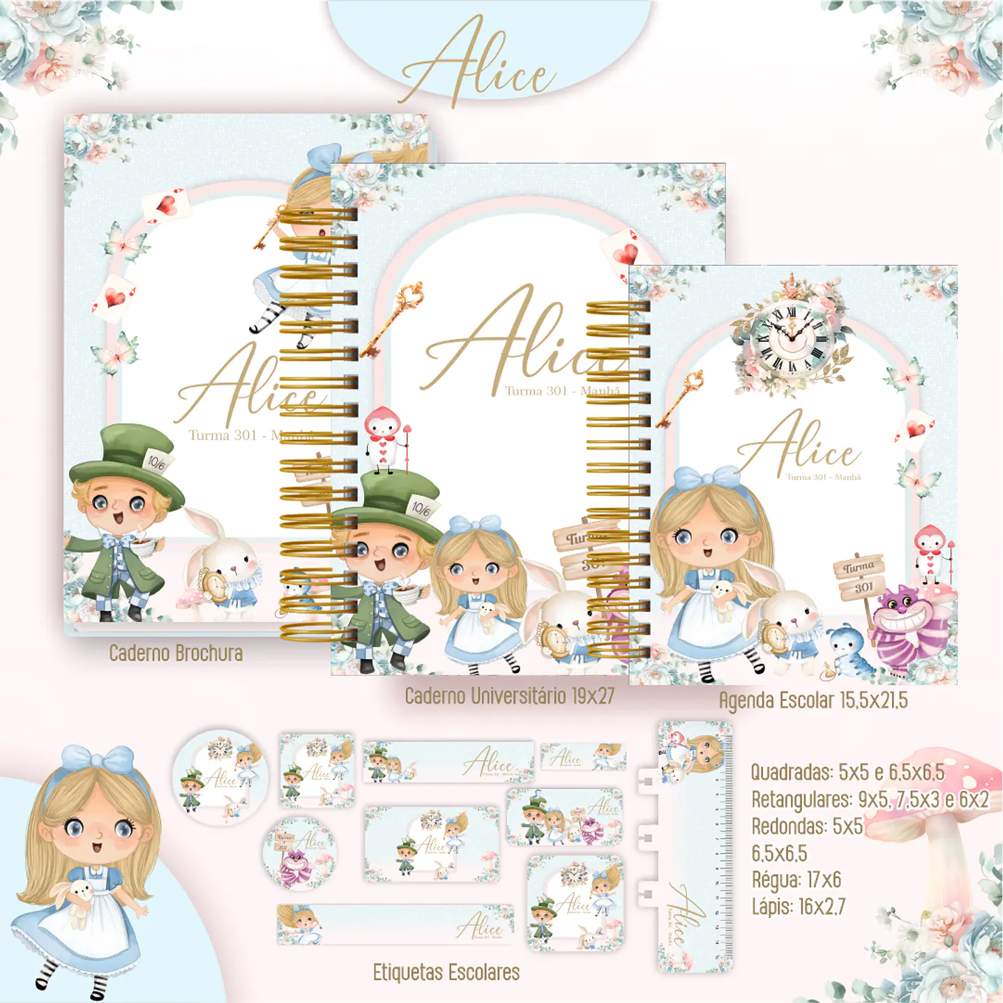 Kit Digital Encadernação Alice - Completo  7