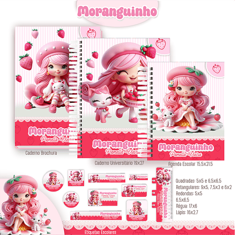 Kit Digital Encadernação Moranguinho - Volta às Aulas
