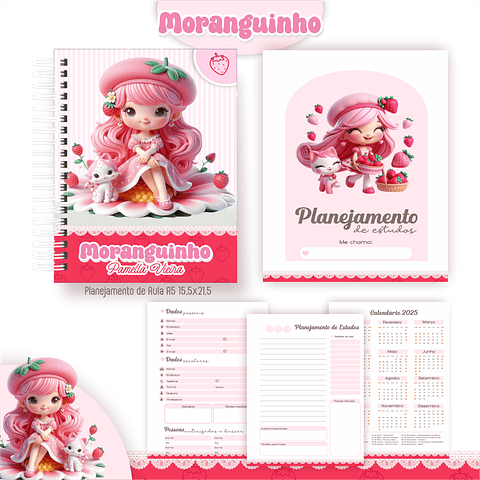 Kit Digital Encadernação Moranguinho - Volta às Aulas