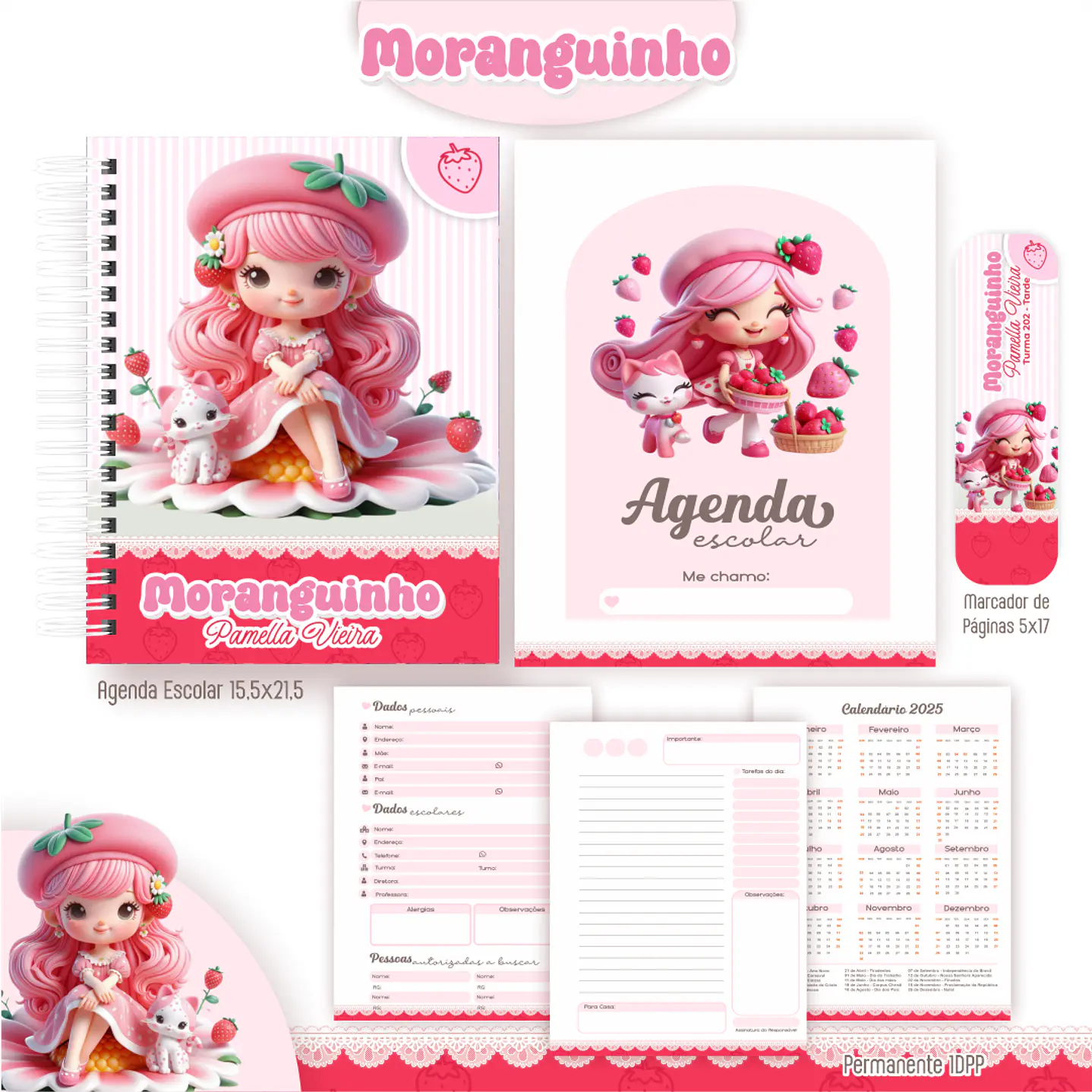 Kit Digital Encadernação Moranguinho - Volta às Aulas 5