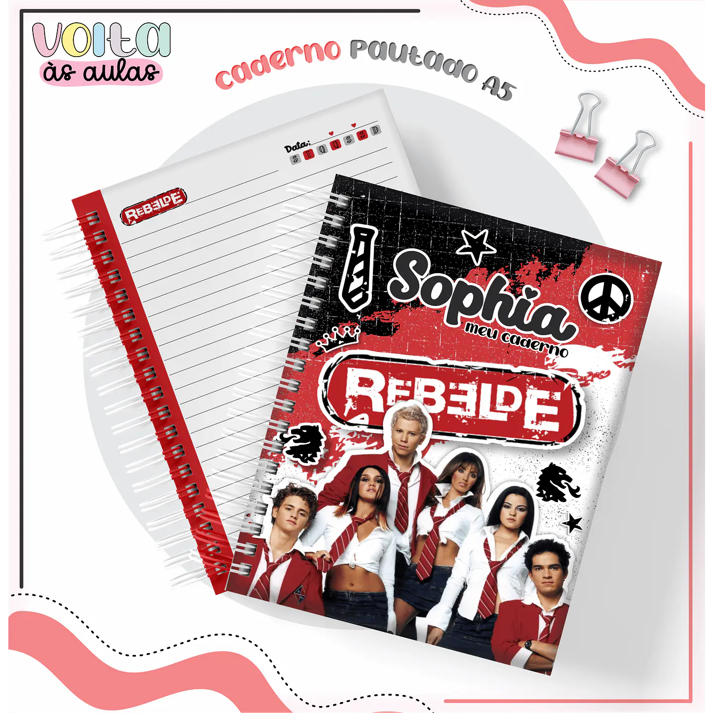 Kit Digital Encadernação Rebelde - Volta às Aulas  2