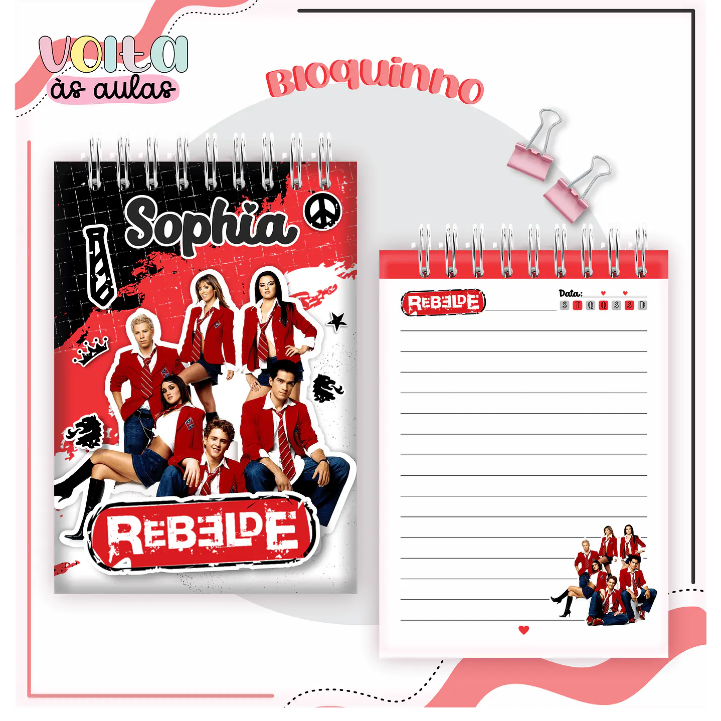 Kit Digital Encadernação Rebelde - Volta às Aulas  8