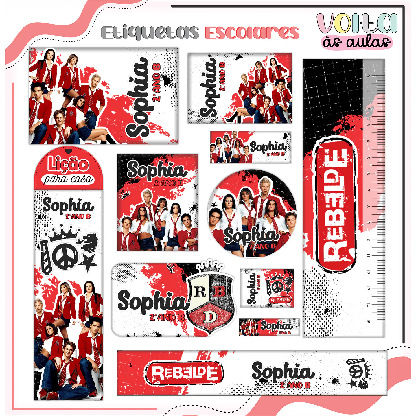 Kit Digital Encadernação Rebelde - Volta às Aulas  3
