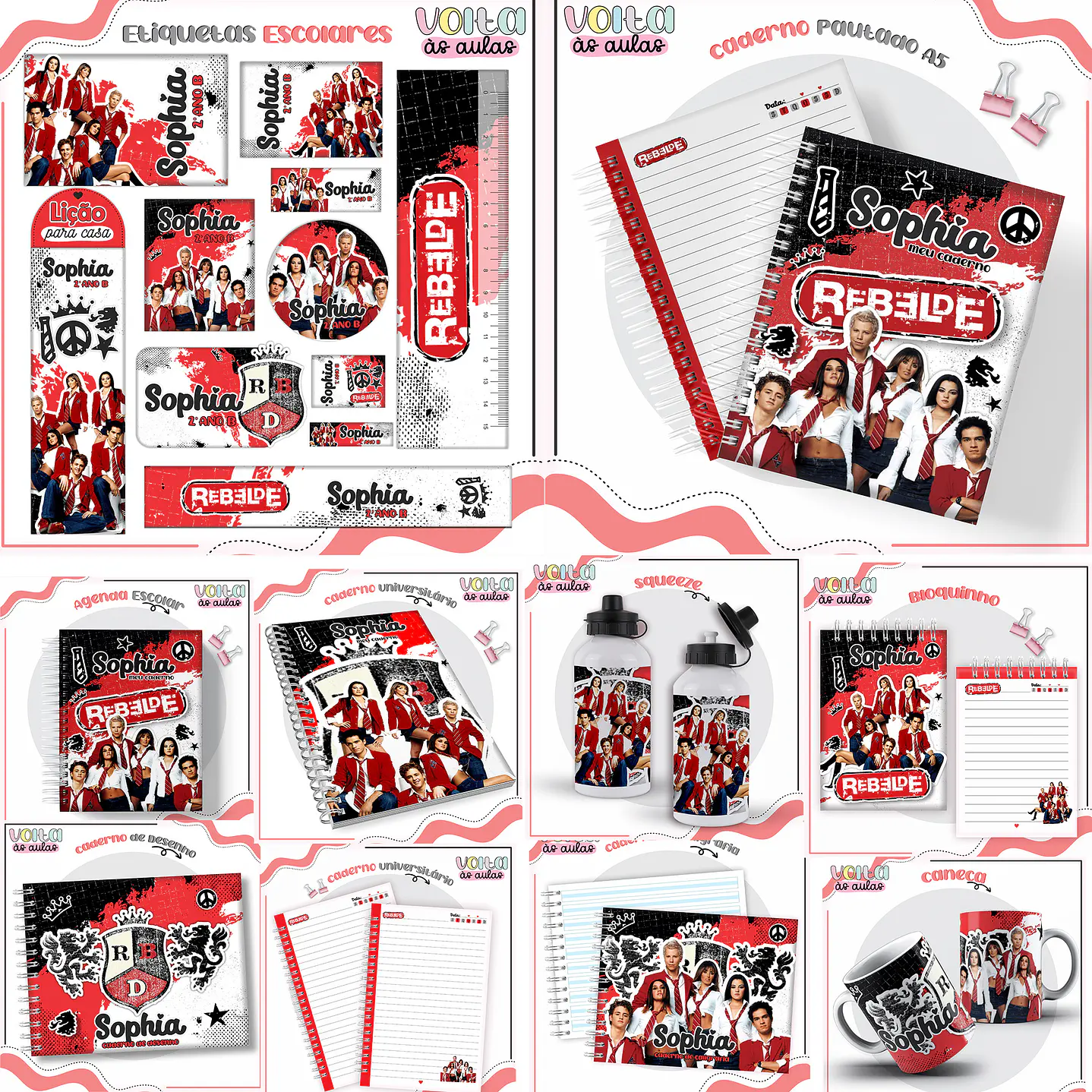 Kit Digital Encadernação Rebelde - Volta às Aulas  1